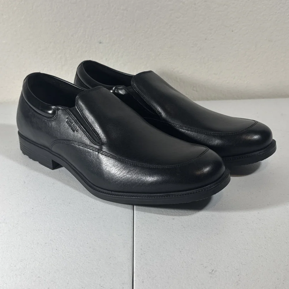 Rockport Essential Details Mens 14 M Black Waterproof Leather Slip On Loafers